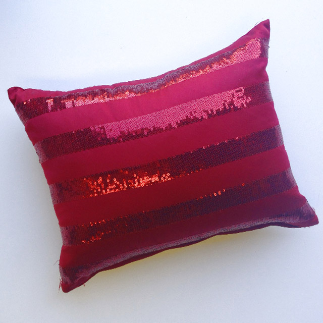 CUSHION, Red Sequin Stripe